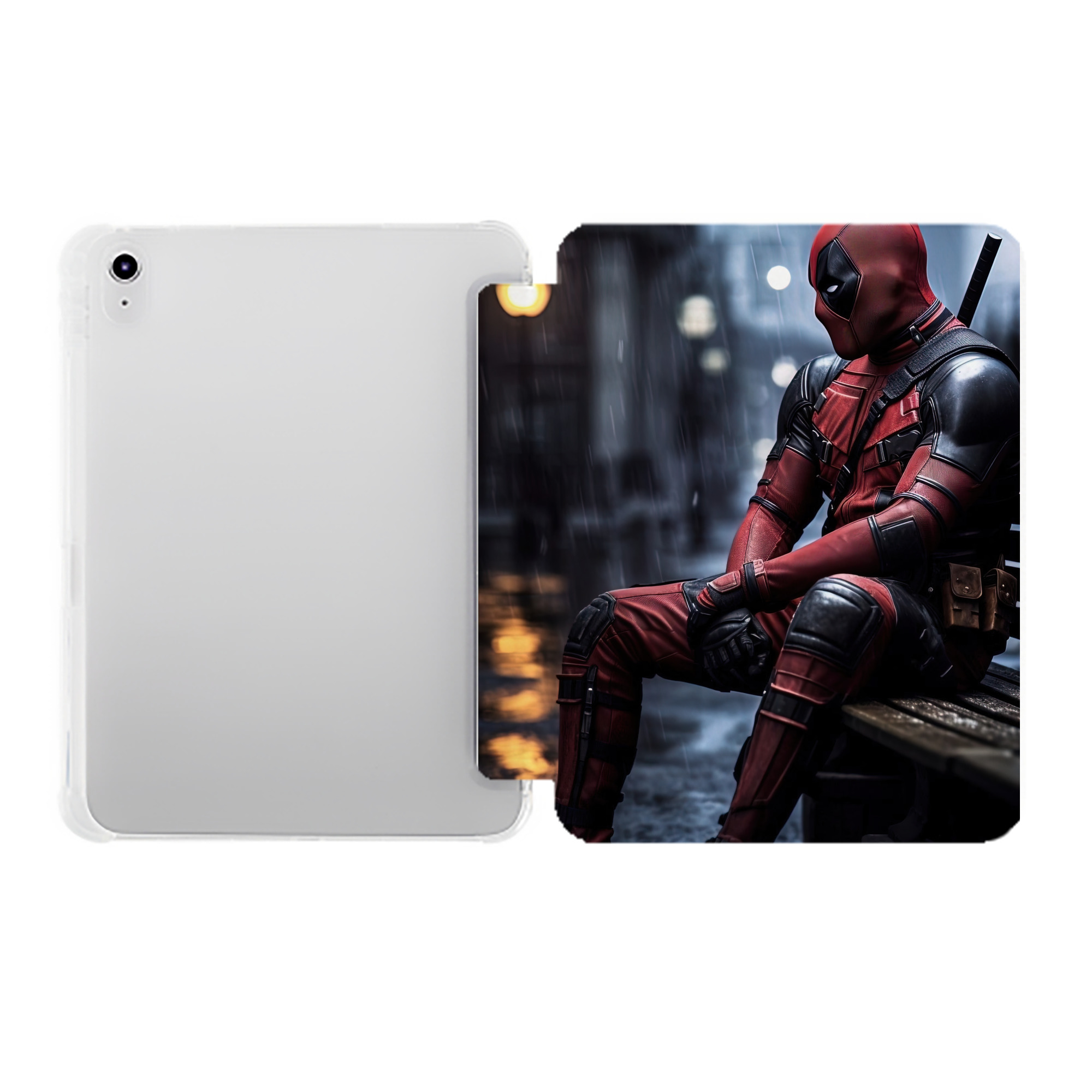 （画像用） Deadpool デッドプール IPad ケース ペン収納付き 三つ折りスタンド PUレザー×シリコン 対応機種9.5/10.5/10.9インチ